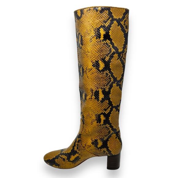 Loeffler Randall Goldy Leather Golden Tall Heeled Boot Snake Python Embossed 5 - Picture 5 of 13